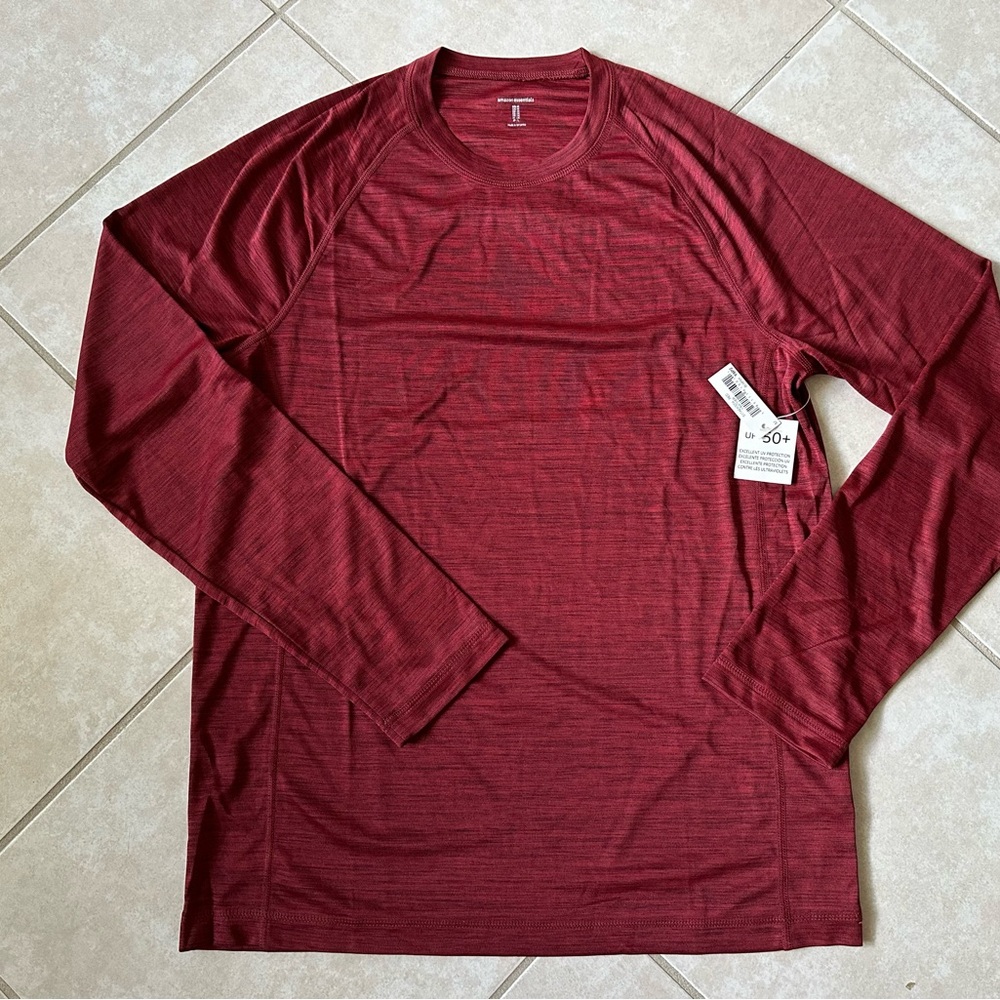 M - NWT Amazon Essentials Men's Burgundy Long Sleeve Tee